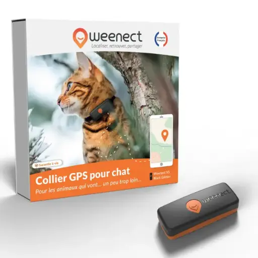 Weenect - Traceur GPS Noir Edition 2023 pour Chats - XS